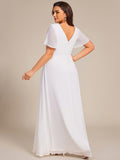 A-Line Short Sleeves V-Neck Empire Waist Chiffon Bridesmaid Dress with Slit