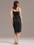 Sheath V-Neck Spaghetti Straps V-Neck Satin Wedding Guest Dress
