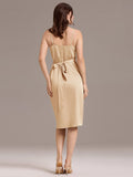 Sheath V-Neck Spaghetti Straps V-Neck Satin Wedding Guest Dress