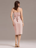 Sheath V-Neck Spaghetti Straps V-Neck Satin Wedding Guest Dress