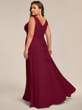 A-Line Pleated V-Neck Straps Sleeveless Chiffon Bridesmaid Dress