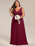 A-Line Pleated V-Neck Straps Sleeveless Chiffon Bridesmaid Dress
