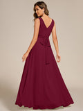 A-Line Pleated V-Neck Straps Sleeveless Chiffon Bridesmaid Dress