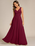A-Line Pleated V-Neck Straps Sleeveless Chiffon Bridesmaid Dress