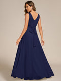 A-Line Pleated V-Neck Straps Sleeveless Chiffon Bridesmaid Dress