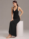 Elegant Bow Back Straps V-Neck Satin Mermaid Bridesmaid Dress