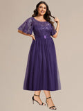 Plus Size A-Line Empire-Waist Sequin Appliques Wedding Guest Dress