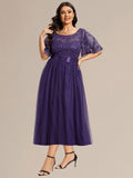 Plus Size A-Line Empire-Waist Sequin Appliques Wedding Guest Dress