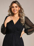 Plus Size A-Line Empire-Waist Long Sleeves A-Line Evening Dress