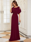 Trendy Sheath Round Neck Half Sleeves Wedding Guest Dress