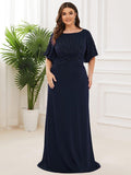 Trendy Sheath Round Neck Half Sleeves Wedding Guest Dress