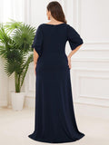 Trendy Sheath Round Neck Half Sleeves Wedding Guest Dress