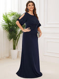 A-Line Beads Half Sleeves Plus Size Long Wedding Guest Dress