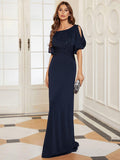 Sheath Round Neck Bodycon Empire-Waist Half Sleeve Formal Dress