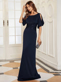 Trendy Sheath Round Neck Half Sleeves Wedding Guest Dress