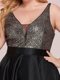 A-Line Empire-Waist V-Neck High Low Sleeveless Plus Size Evening Dress