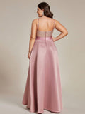 A-Line Empire-Waist V-Neck High Low Sleeveless Plus Size Evening Dress