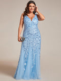 Plus Size Mermaid V-Neck Sequined Appliques Formal Dresses & Gowns