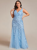 Plus Size Mermaid V-Neck Sequined Appliques Formal Dresses & Gowns