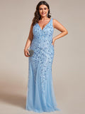 Plus Size Mermaid V-Neck Sequined Appliques Formal Dresses & Gowns