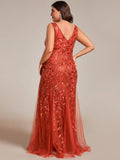 Plus Size Mermaid V-Neck Sequined Appliques Formal Dresses & Gowns