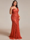 Plus Size Mermaid V-Neck Sequined Appliques Formal Dresses & Gowns