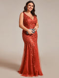 Plus Size Mermaid V-Neck Sequined Appliques Formal Dresses & Gowns
