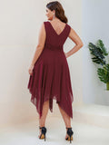 A-Line V-Neck Empire-Waist Sleeveless Midi Chiffon Bridesmaid Dress