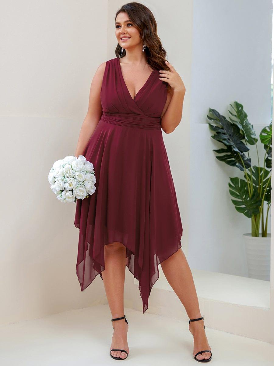 A-Line V-Neck Empire-Waist Sleeveless Midi Chiffon Bridesmaid Dress
