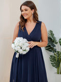 A-Line V-Neck Empire-Waist Sleeveless Midi Chiffon Bridesmaid Dress