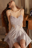 A-Line V-Neck Spaghetti Straps Butterfly Short Nightgown and Robe Set