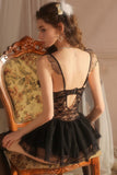 Cute A-Line Straps Lace Appliques Ruffles Sleeveless Short Nightgown