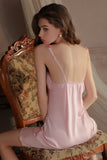 Cute V-Neck A-Line Straps Empire-Waist Sleeveless Appliques Short Nightgown