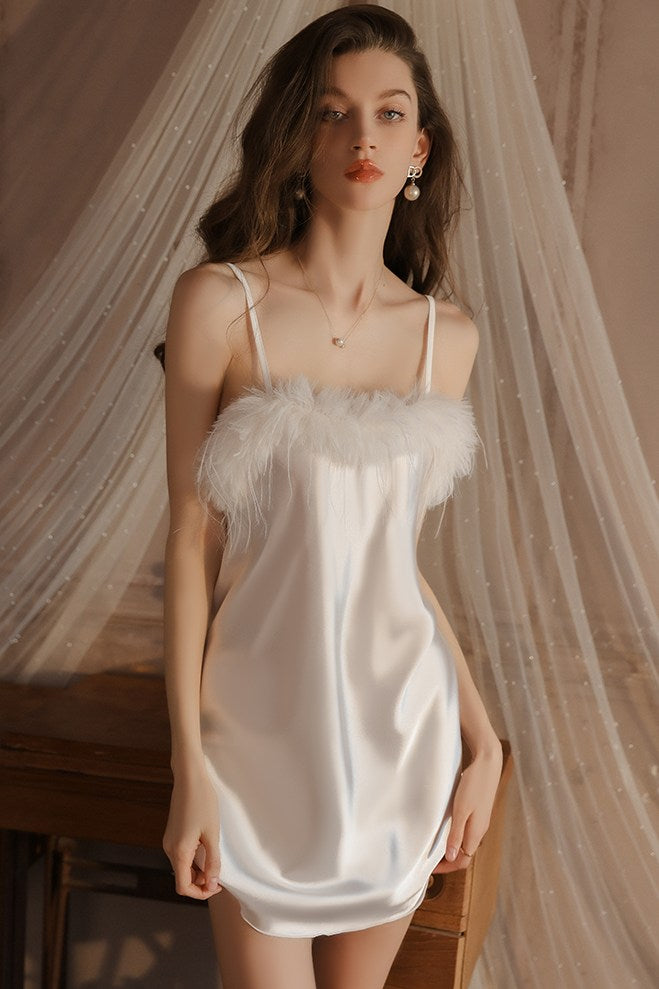 Simple Spaghetti-Strap Nightdress with Tie-Front Robe Purely Sensual Homewear Set
