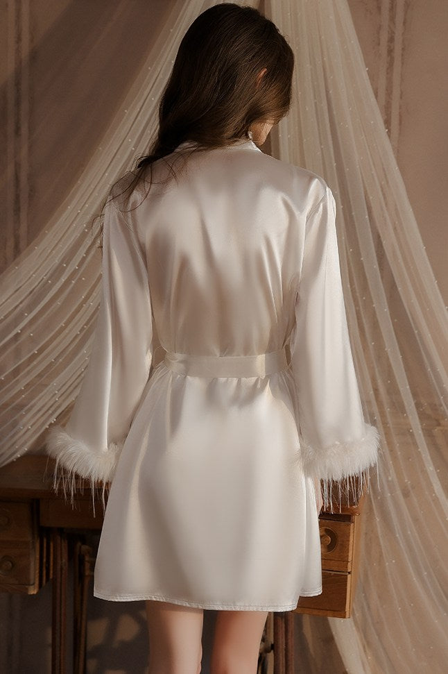 Simple Spaghetti-Strap Nightdress with Tie-Front Robe Purely Sensual Homewear Set