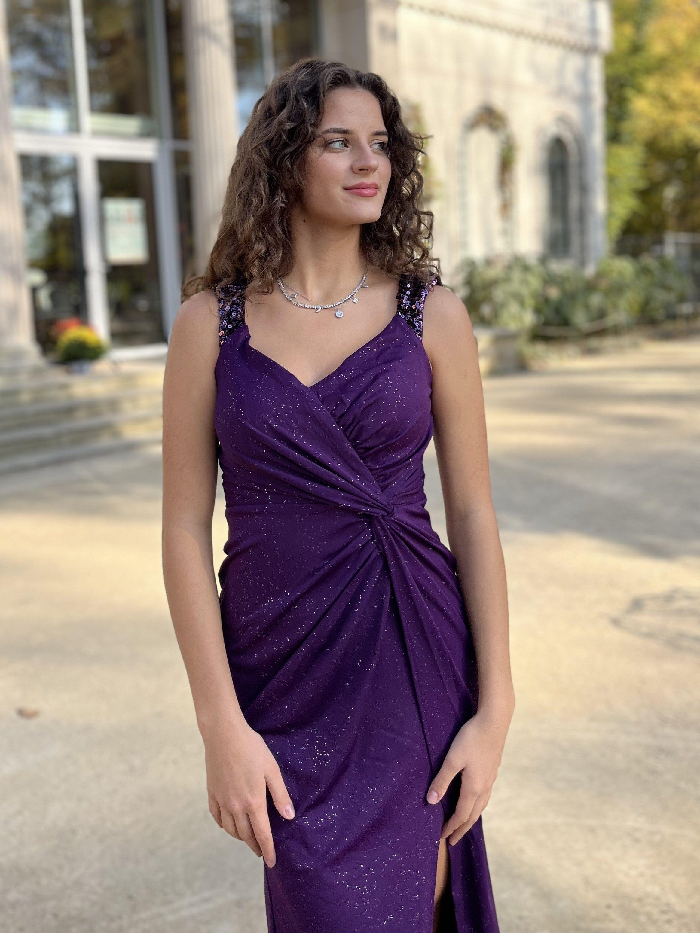 Bodycon V-Neck Straps Empire-Waist High Slit Sleeveless Prom Dress