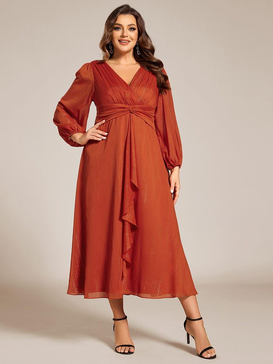 Plus Size A-Line Empire-Waist Long Sleeves A-Line Evening Dress