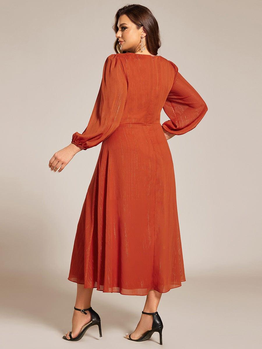 Plus Size A-Line Empire-Waist Long Sleeves A-Line Evening Dress
