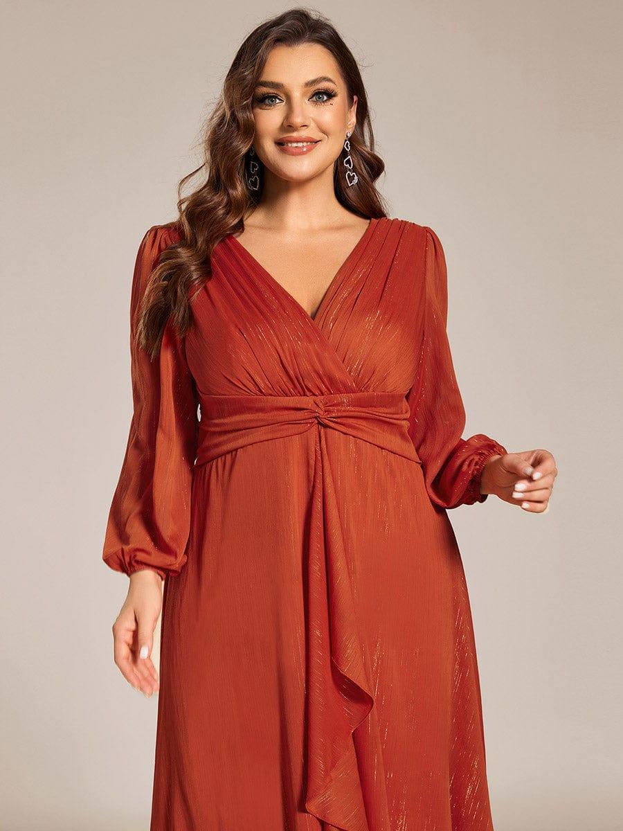 Plus Size A-Line Empire-Waist Long Sleeves A-Line Evening Dress