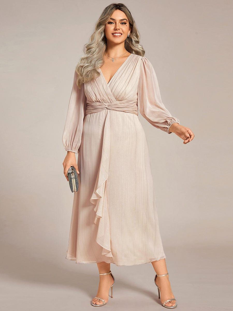 Plus Size A-Line Empire-Waist Long Sleeves A-Line Evening Dress