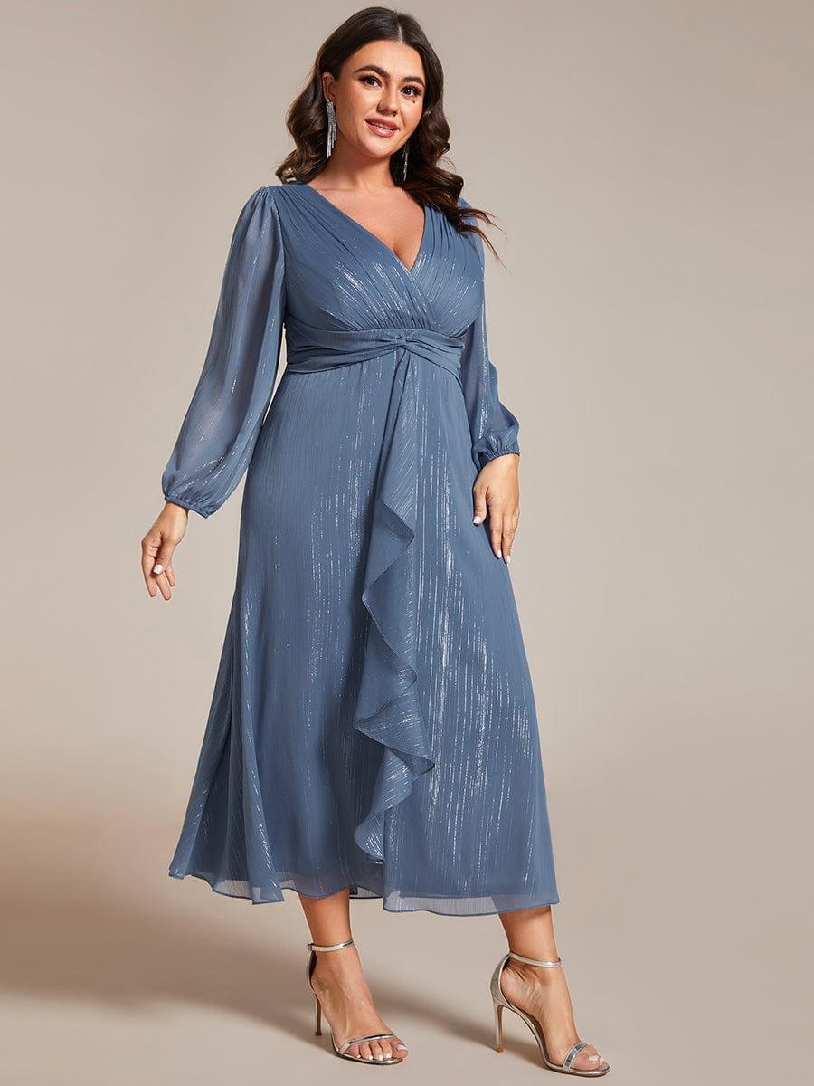 Plus Size A-Line Empire-Waist Long Sleeves A-Line Evening Dress