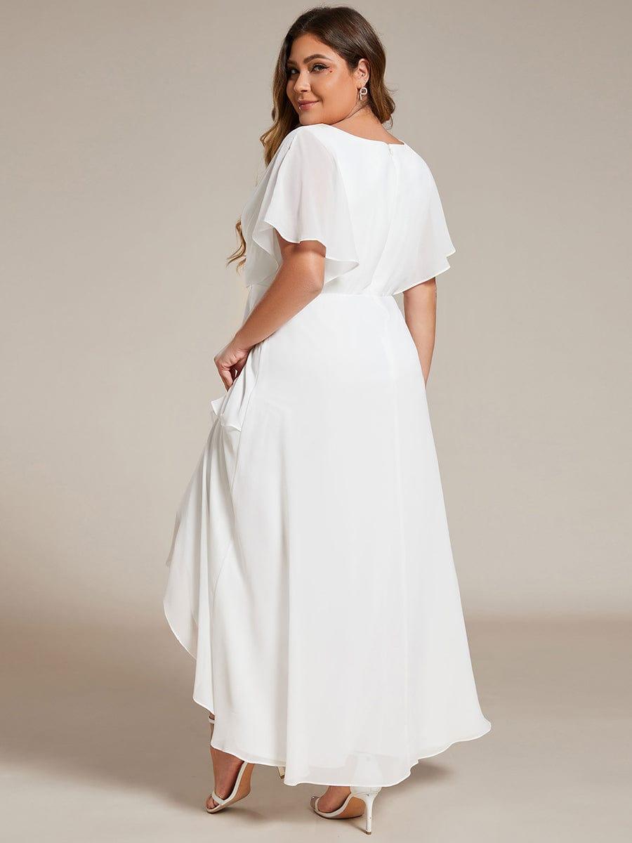Elegant A-Line Waist Applique Ruffles Formal Dress with Short Sleeves