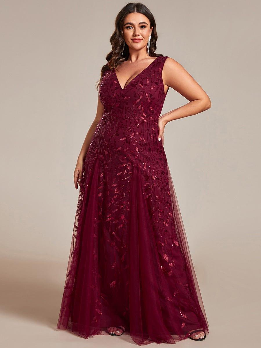 Plus Size A-Line  Sparkling Sleeveless Formal Evening Dress with Sequins