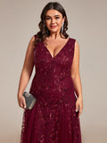 Plus Size A-Line  Sparkling Sleeveless Formal Evening Dress with Sequins