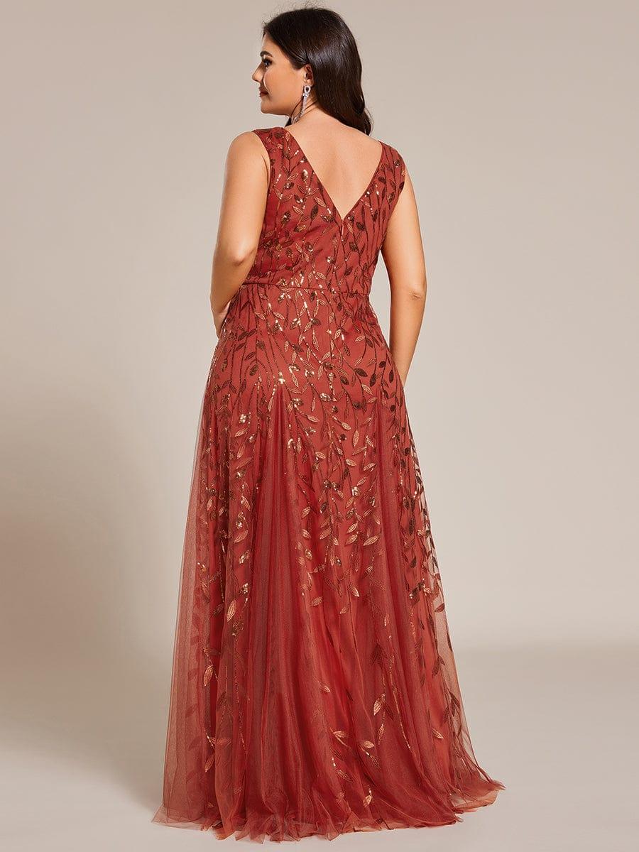 Plus Size A-Line  Sparkling Sleeveless Formal Evening Dress with Sequins