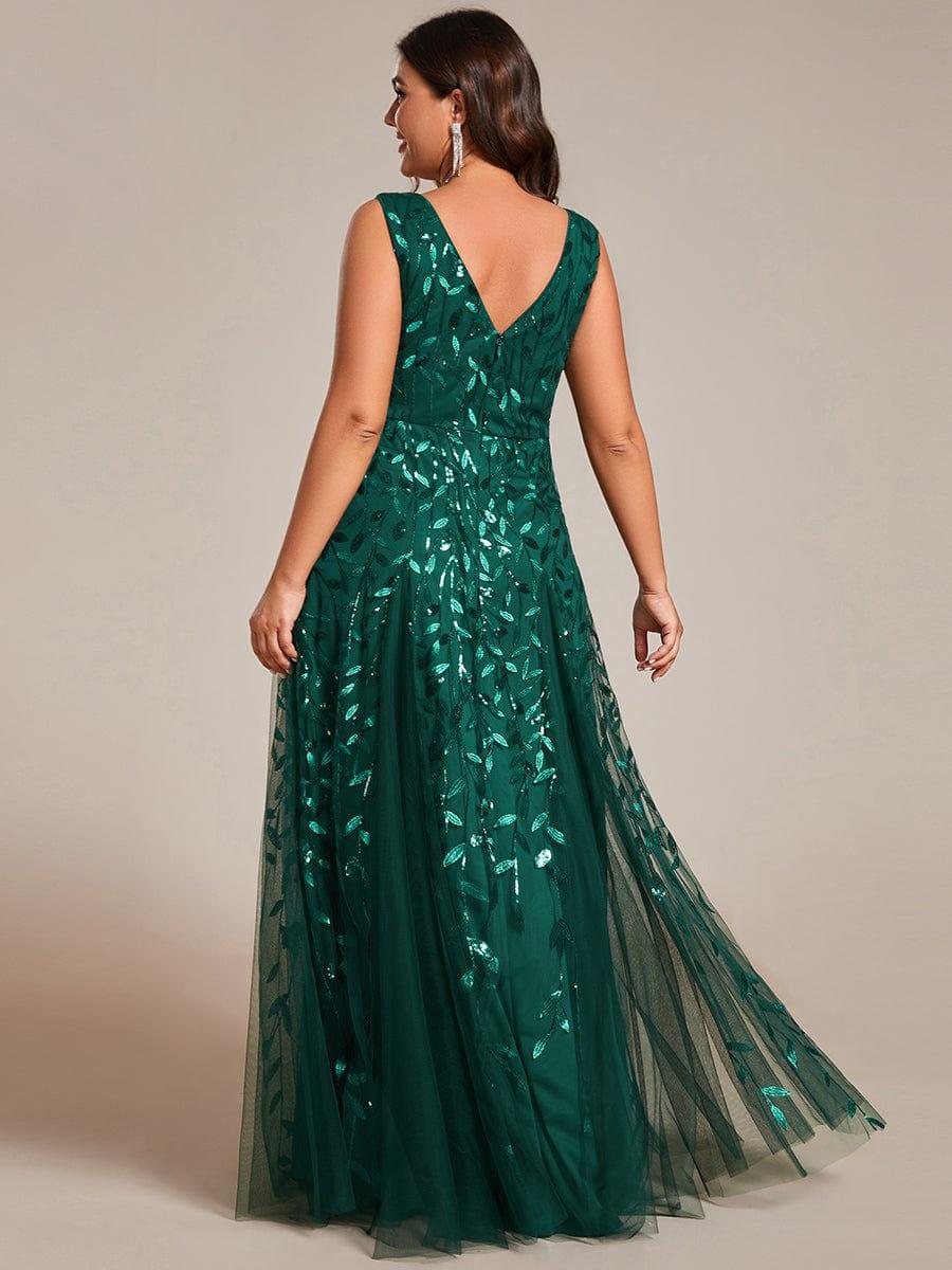 Plus Size A-Line  Sparkling Sleeveless Formal Evening Dress with Sequins
