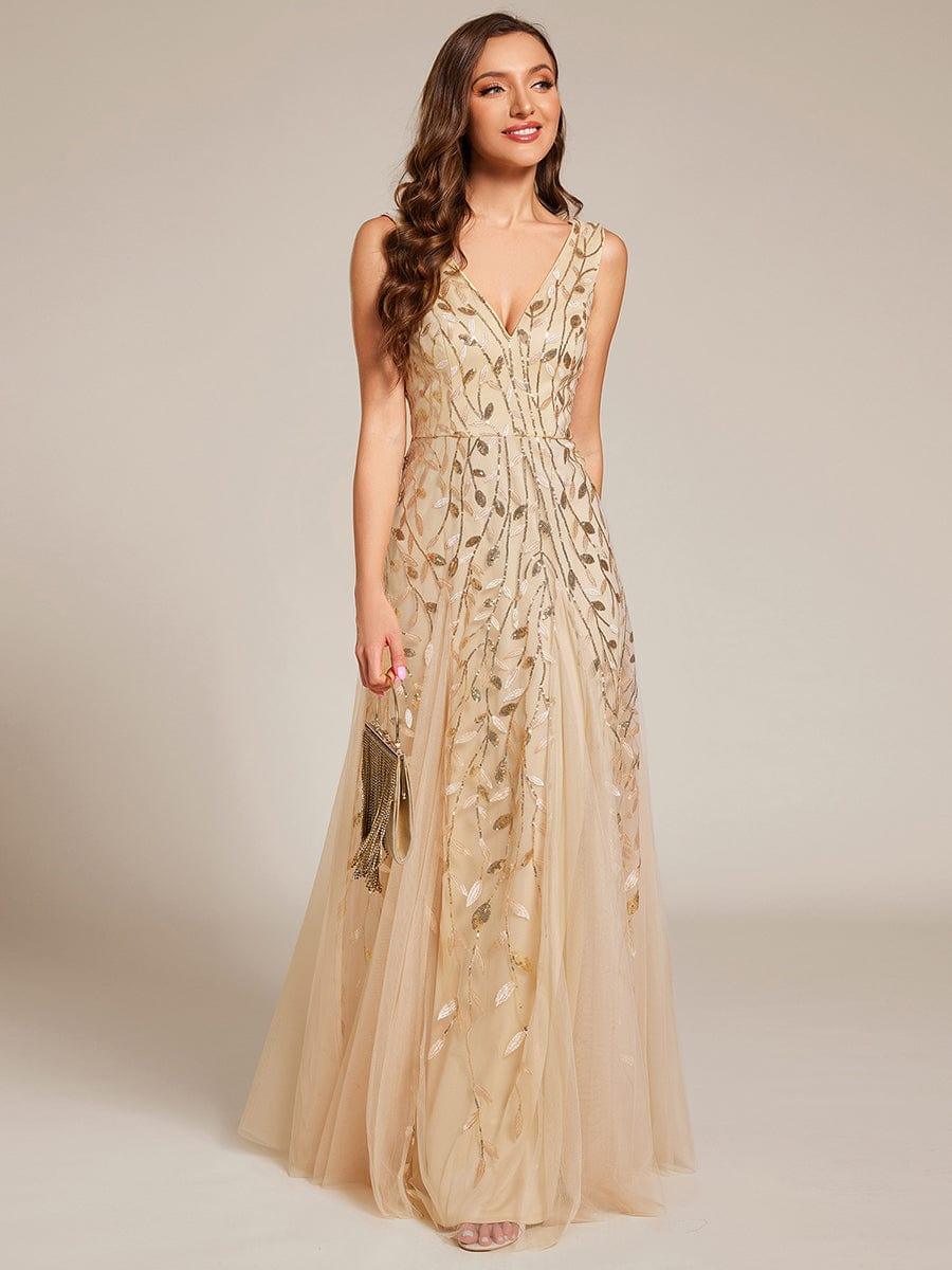 Plus Size A-Line  Sparkling Sleeveless Formal Evening Dress with Sequins