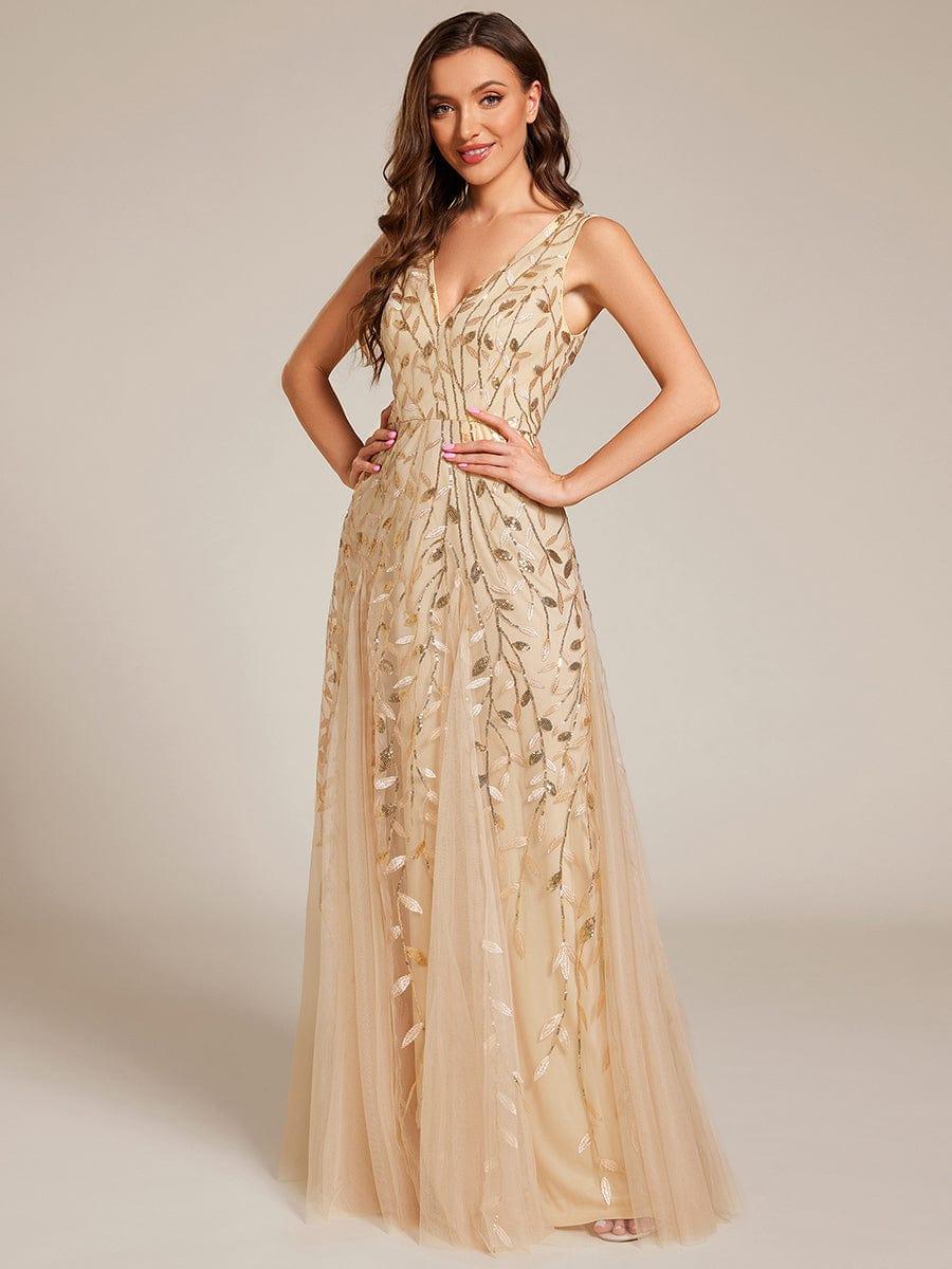 Plus Size A-Line  Sparkling Sleeveless Formal Evening Dress with Sequins