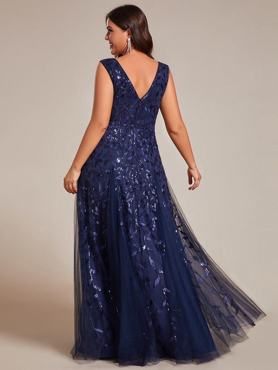 Plus Size A-Line  Sparkling Sleeveless Formal Evening Dress with Sequins