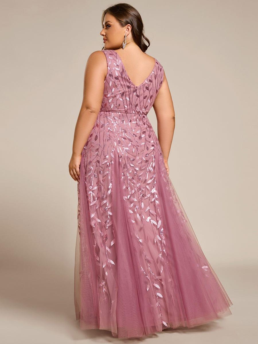 Plus Size A-Line  Sparkling Sleeveless Formal Evening Dress with Sequins